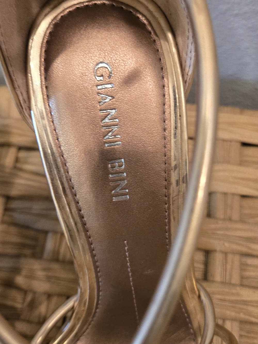 Gianni Bini Metallic Rose Gold Strappy Heeled Sandals - Picture 2 of 6